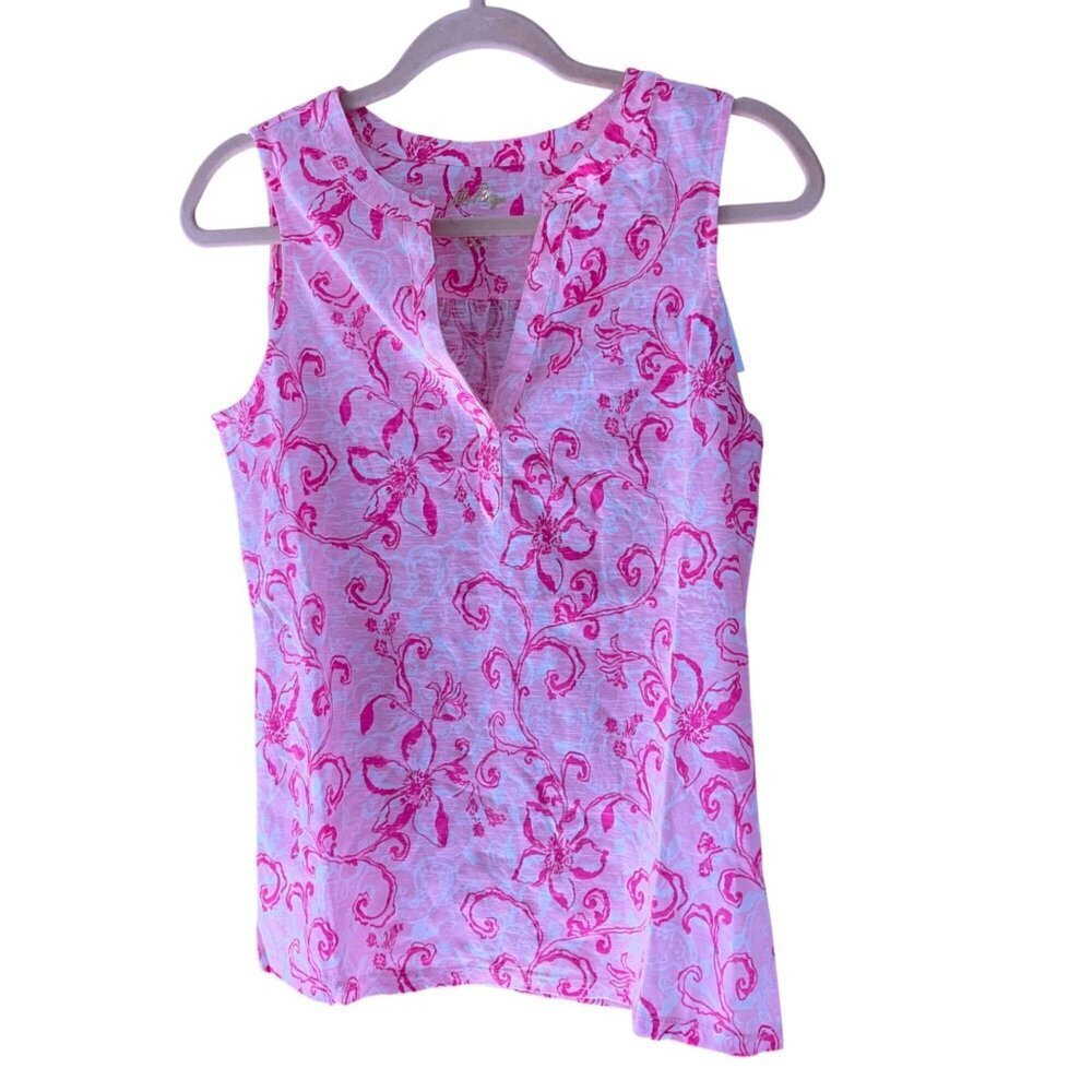 Lilly Pulitzer Dev Womens Size Small Pink Sleeveless V-neck Top Casual